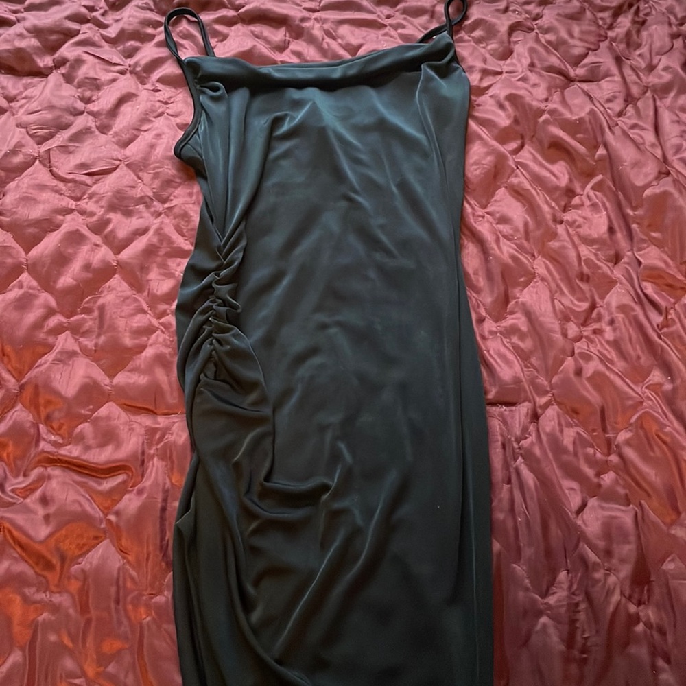 Black one-side ruched dress
